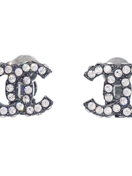 Chanel CC Silver Rhinestone Clip-On Earrings 03A 136262 main image 4